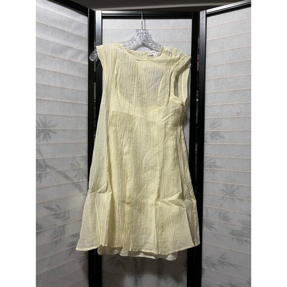 Socialite Babydoll Mini Dress XL Yellow Crinkle Gauze Tiered Hem NWT Women’s - Picture 5 of 9